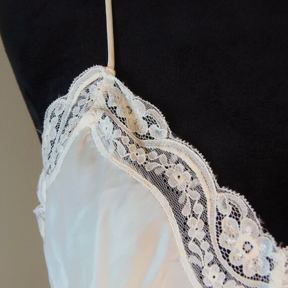 Vintage Christian Dior SZ MED Lace Trim Camisole Slip Top Ivory Satin Designer - Picture 7 of 11